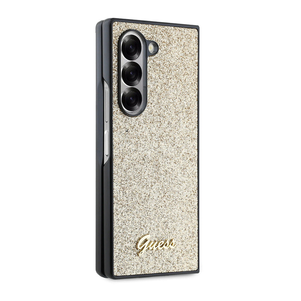 Husa pentru Samsung Galaxy Z Fold6 F956, Guess, Glitter Script, Aurie
