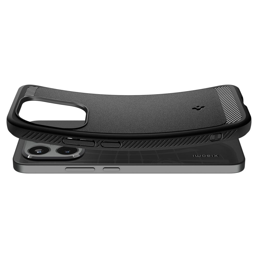 Husa pentru Xiaomi 15T, Spigen, Rugged Armor, Neagra Mata ACS10459