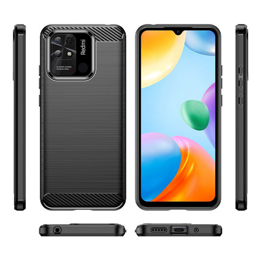 Husa pentru Xiaomi Redmi 10C, Techsuit, Carbon, Neagra