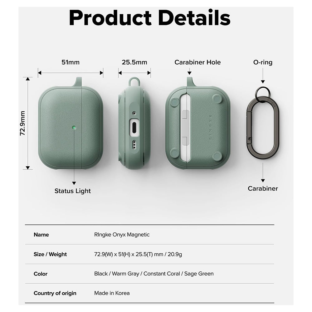 Husa Ringke Onyx Magnetic pentru Apple AirPods Pro 3, Verde