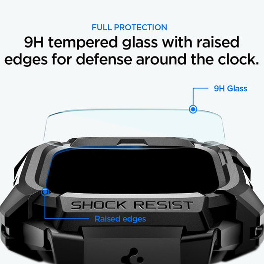 Husa Spigen Rugged Armor Pro with Screen Protector pentru Apple Watch Ultra Series, Neagra ACS12053