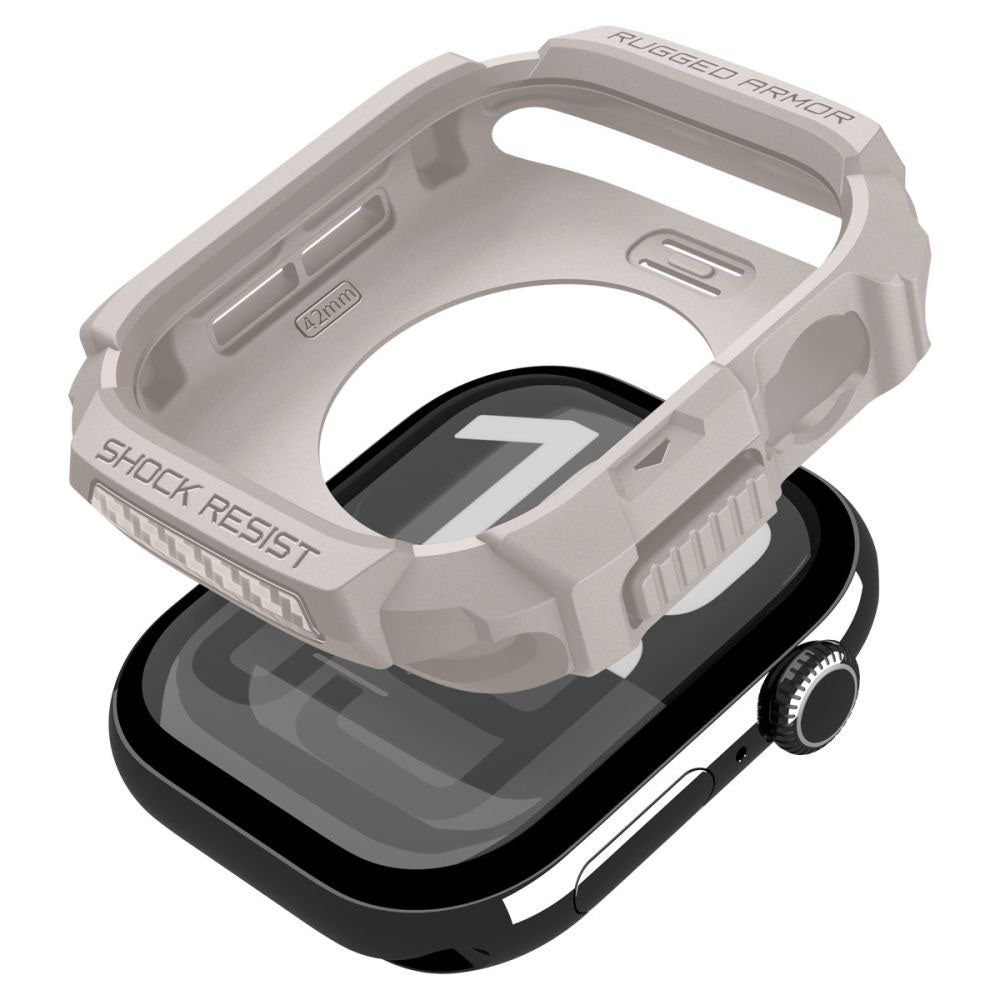 Husa Spigen Rugged Armor V2 pentru Apple Watch Series 10 / 11 42mm, Bej ACS10493