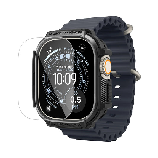 Husa Spigen Rugged Armor with Screen Protector pentru Apple Watch Ultra Series, Neagra ACS11414