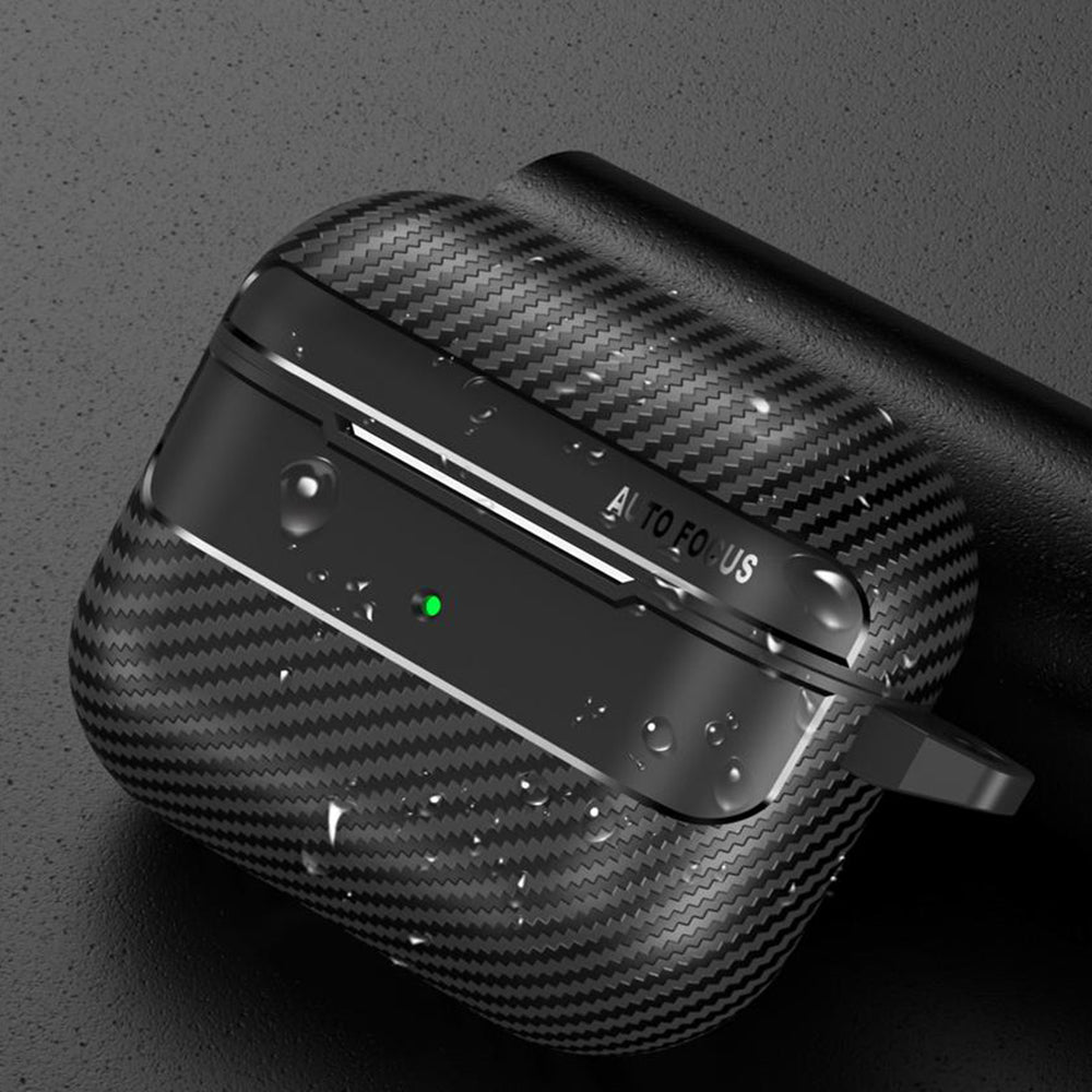 Husa Techsuit CarbonFiber pentru Apple AirPods 3, Neagra
