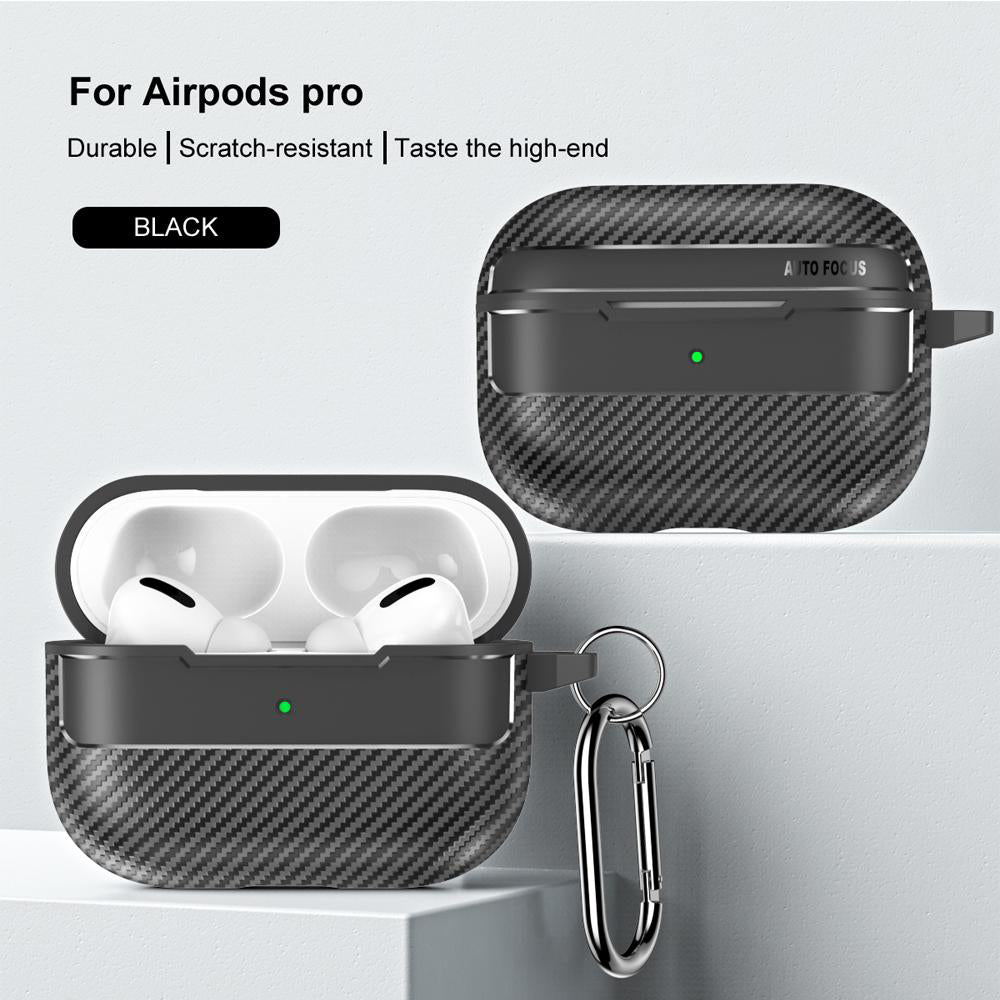 Husa Techsuit CarbonFiber pentru Apple AirPods Pro Series, Neagra