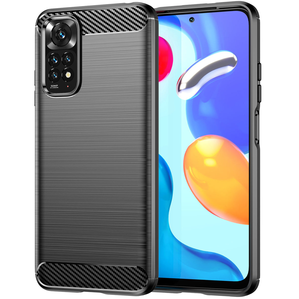 Husa pentru Xiaomi Redmi Note 11S / Note 11, Carbon, Neagra