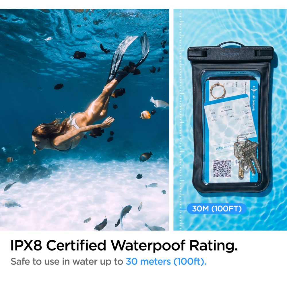Husa Universala Waterproof pentru Telefon 3.5inch - 7inch, Spigen, A601, Neagra AMP04525