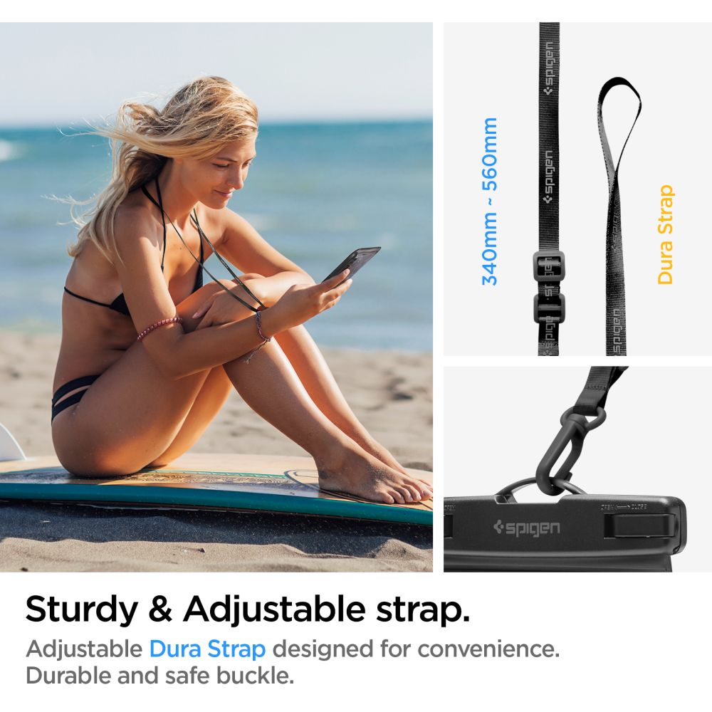 Husa Universala Waterproof pentru Telefon 3.5inch - 7inch, Spigen, A601, Neagra AMP04525