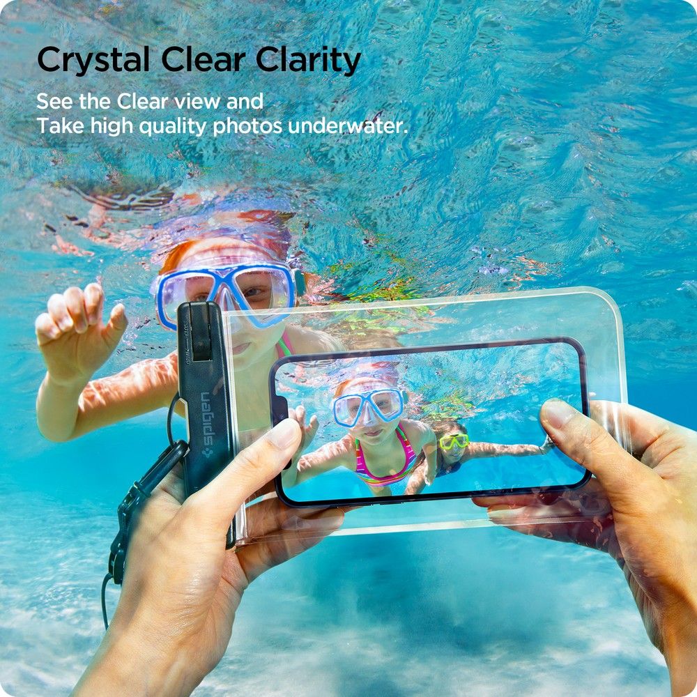 Husa Universala Waterproof pentru Telefon max. 3.5inch - 7inch, Spigen, A601, Set 2 buati, Transparenta AMP03098