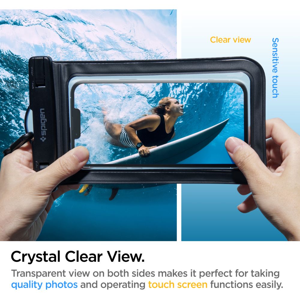 Husa Universala Waterproof pentru Telefon max. 3.5inch - 7inch, Spigen, A601, Set 2 bucati, Neagra AMP04523