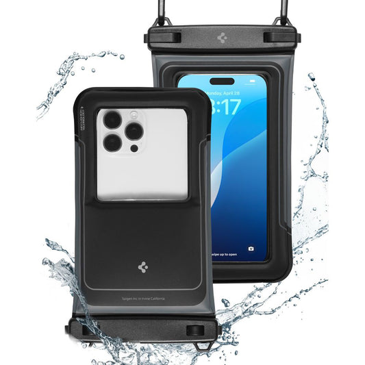 Husa Universala Waterproof pentru Telefon max. 6.9inch, Spigen, A611P, Set 2 bucati, Neagra Mata ACS09348