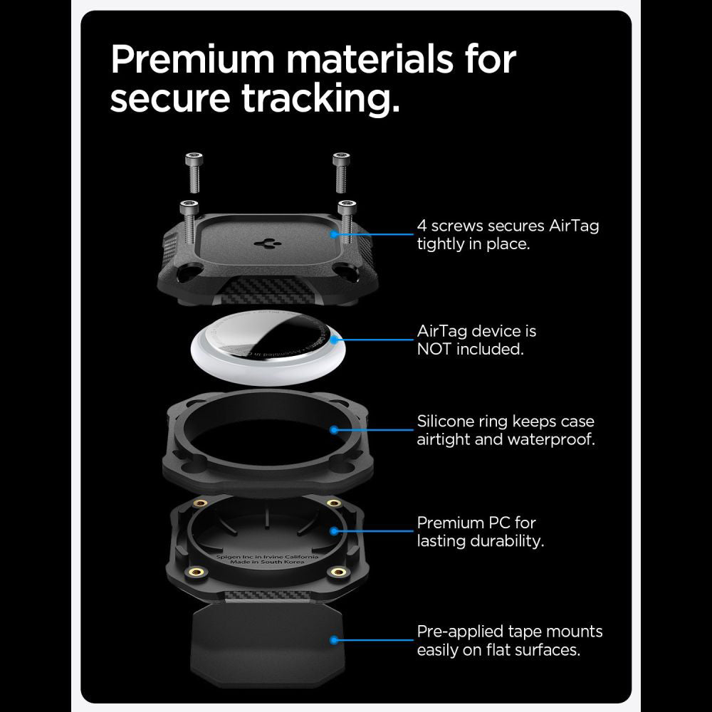 Husa Waterproof Spigen Tough Armor pentru Apple AirTag, Neagra ACS09781