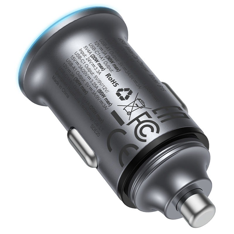 Incarcator Auto Acefast B15, 65W, 3.25A, 1 X USB-A - 1 x USB-C, Gri