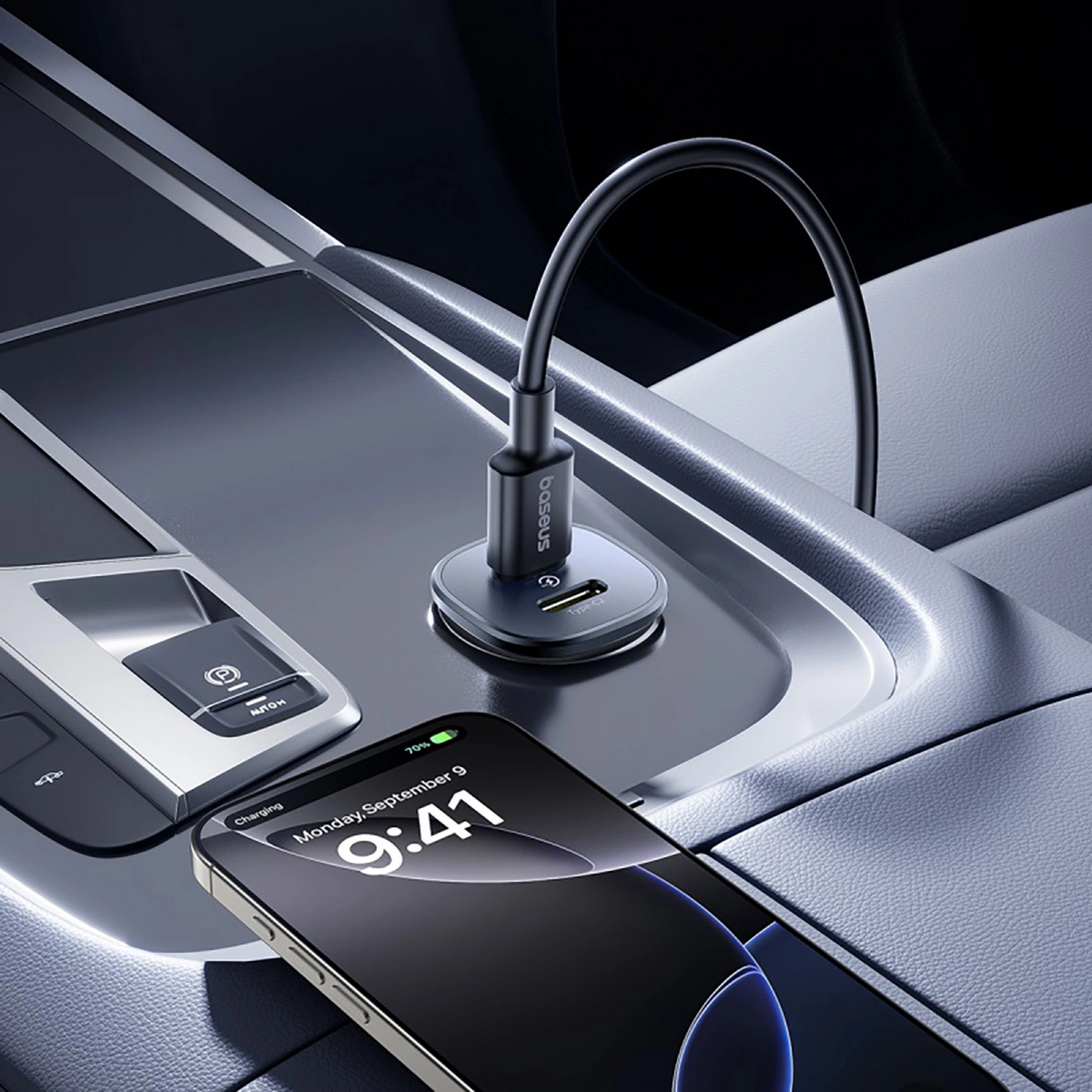 Incarcator Auto Baseus GoTrip, 30W, 3A, 2 x USB-C, Negru