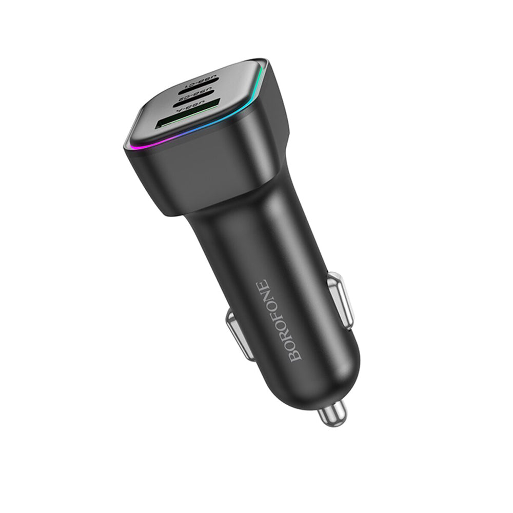 Incarcator Auto Borofone BZ28C Trophie, 60W, 3A, 1 x USB-A, 2 x USB-C, Negru