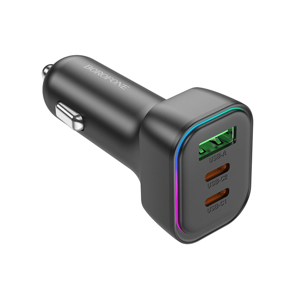 Incarcator Auto Borofone BZ28C Trophie, 60W, 3A, 1 x USB-A, 2 x USB-C, Negru