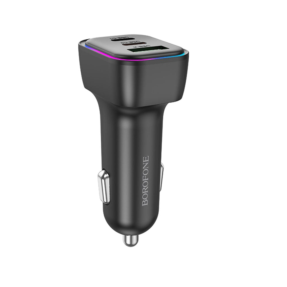 Incarcator Auto Borofone BZ28C Trophie, 60W, 3A, 1 x USB-A, 2 x USB-C, Negru