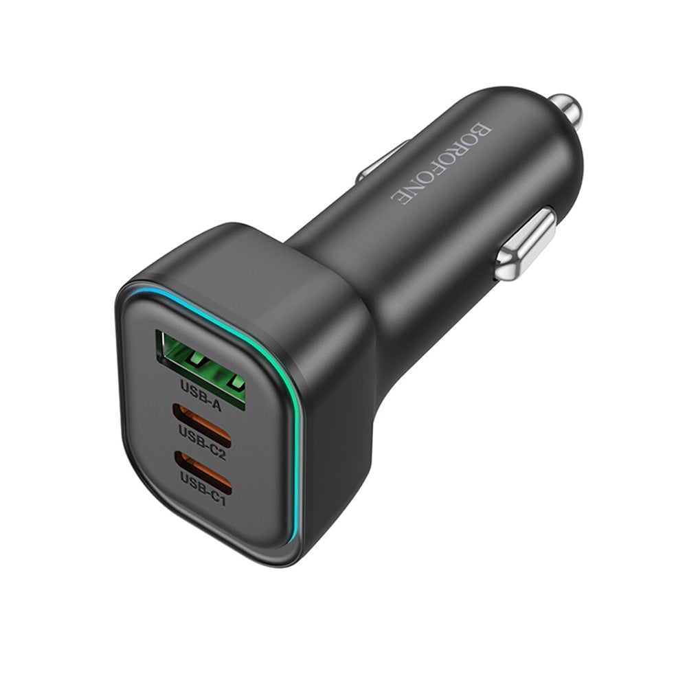 Incarcator Auto Borofone BZ28C Trophie, 60W, 3A, 1 x USB-A, 2 x USB-C, Negru