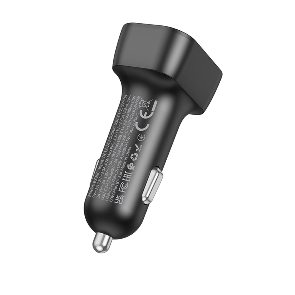 Incarcator Auto Borofone BZ28C Trophie, 60W, 3A, 1 x USB-A, 2 x USB-C, Negru