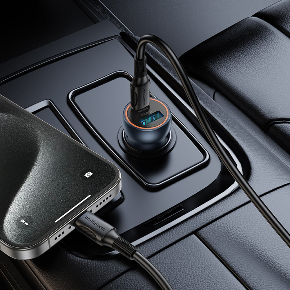 Incarcator Auto Borofone BZ32A Fresh, 30W, 3A, 1 x USB-A - 1 x USB-C, Gri