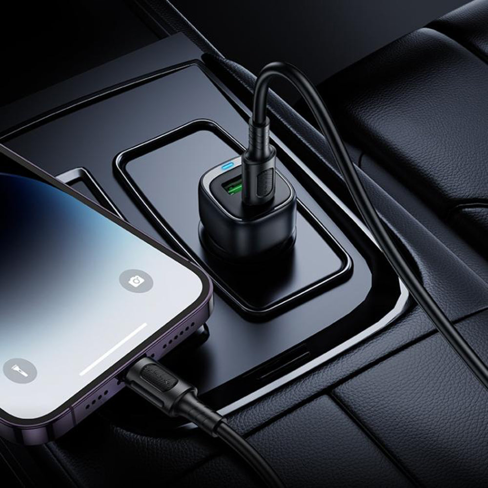 Incarcator Auto Borofone BZ34B Cloud, 38W, 3A, 1 x USB-A - 1 x USB-C, Negru
