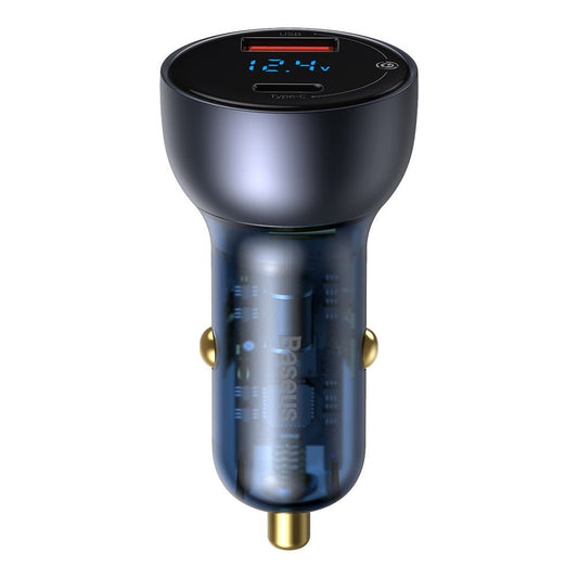 Incarcator Auto Cu Cablu USB-C Baseus Digital Display, 65W, 5A, 1 x USB-A - 1 x USB-C, Negru TZCCKX-0G