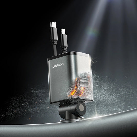 Incarcator Auto Cu Cablu USB-C / Lightning Joyroom JR-CCL05, 30W, 3A, 1 x USB-A - 1 x USB-C, Gri