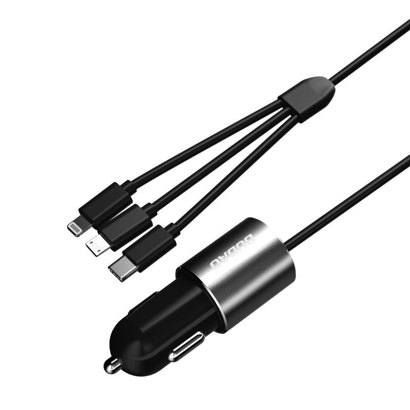 Incarcator Auto Cu Cablu Lightning / microUSB / USB-C Dudao R5ProN, 17W, 3.4A, 1 x USB-A, Negru
