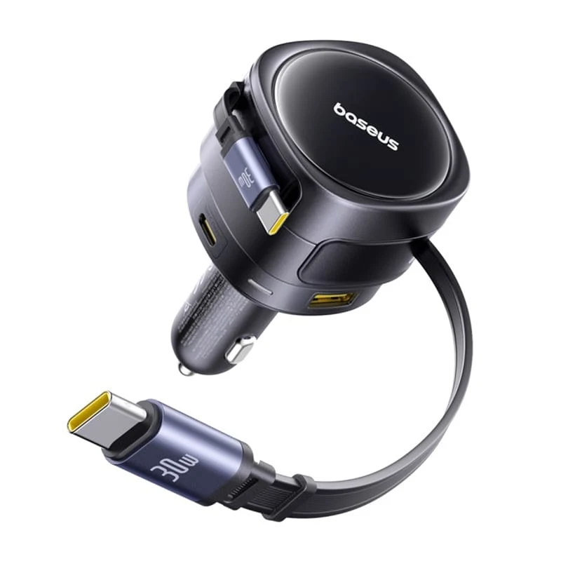 Incarcator Auto Cu Cablu USB-C Baseus Enjoyment Max, 90W, 1 x USB-A - 1 x USB-C, Negru C00035507121-03