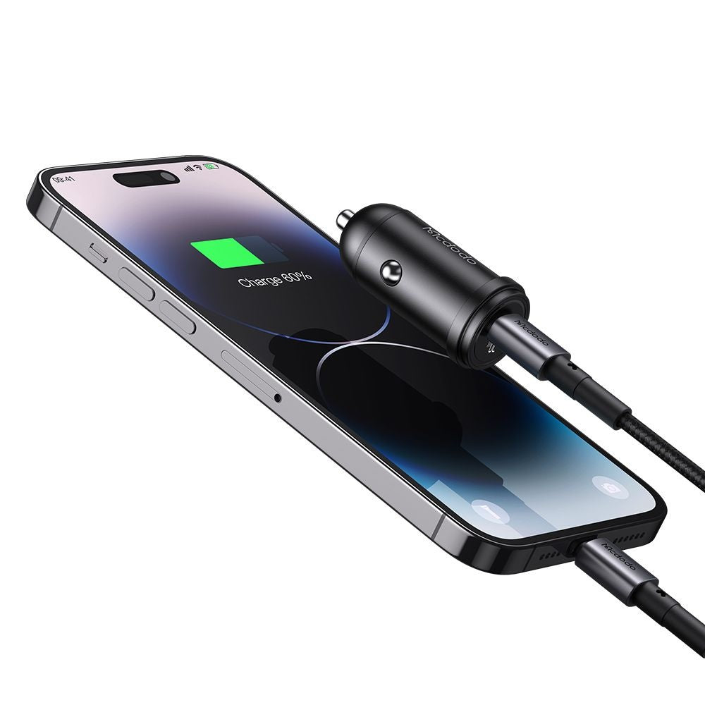 Incarcator Auto Cu Cablu Lightning McDodo CC-7492 Obsidian, 30W, 3A, 1 x USB-C, Negru