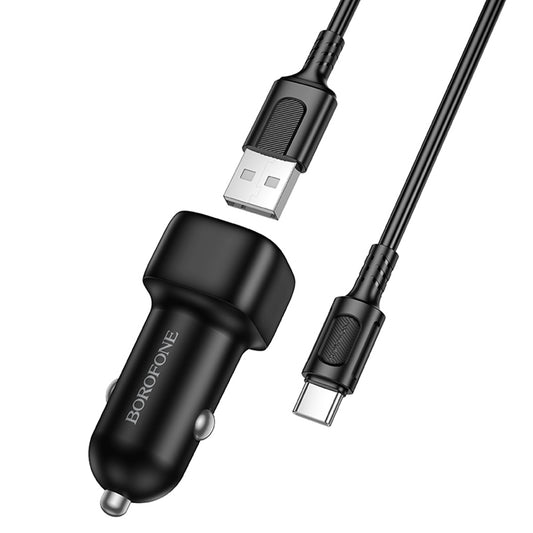 Incarcator Auto Cu Cablu USB-C Borofone BZ34 Cloud, 18W, 3A, 1 x USB-A, Negru