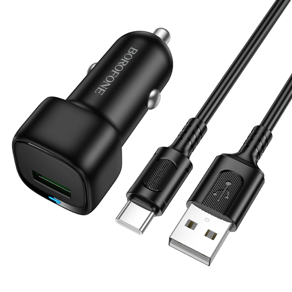 Incarcator Auto Cu Cablu USB-C Borofone BZ34 Cloud, 18W, 3A, 1 x USB-A, Negru