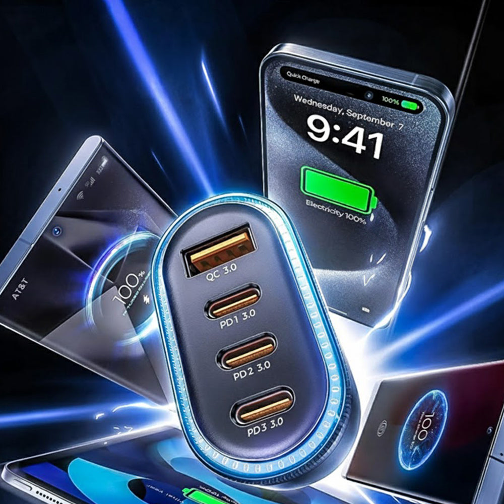 Incarcator Auto Cu Cablu USB-C Lisen, 101W, 3.25A, 1 x USB-A - 3 x USB-C, Negru YL0223120021