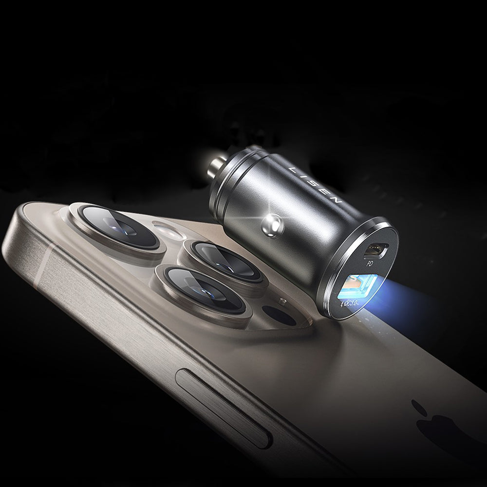 Incarcator Auto Cu Cablu USB-C Lisen, 51W, 3A, 1 x USB-A - 1 x USB-C, Negru Bleumarin YL0223080047