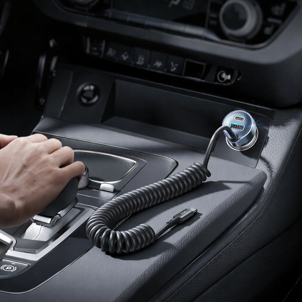 Incarcator Auto Cu Cablu USB-C Lisen, 90W, 3A, 1 x USB-A - 1 x USB-C, Negru YL0223120020