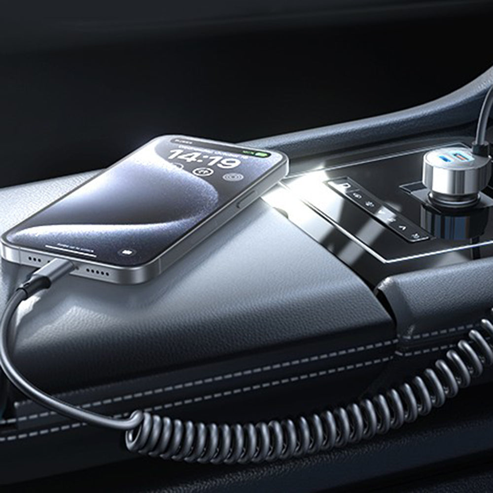 Incarcator Auto Cu Cablu USB-C Lisen, 90W, 3A, 1 x USB-A - 1 x USB-C, Negru YL0223120020