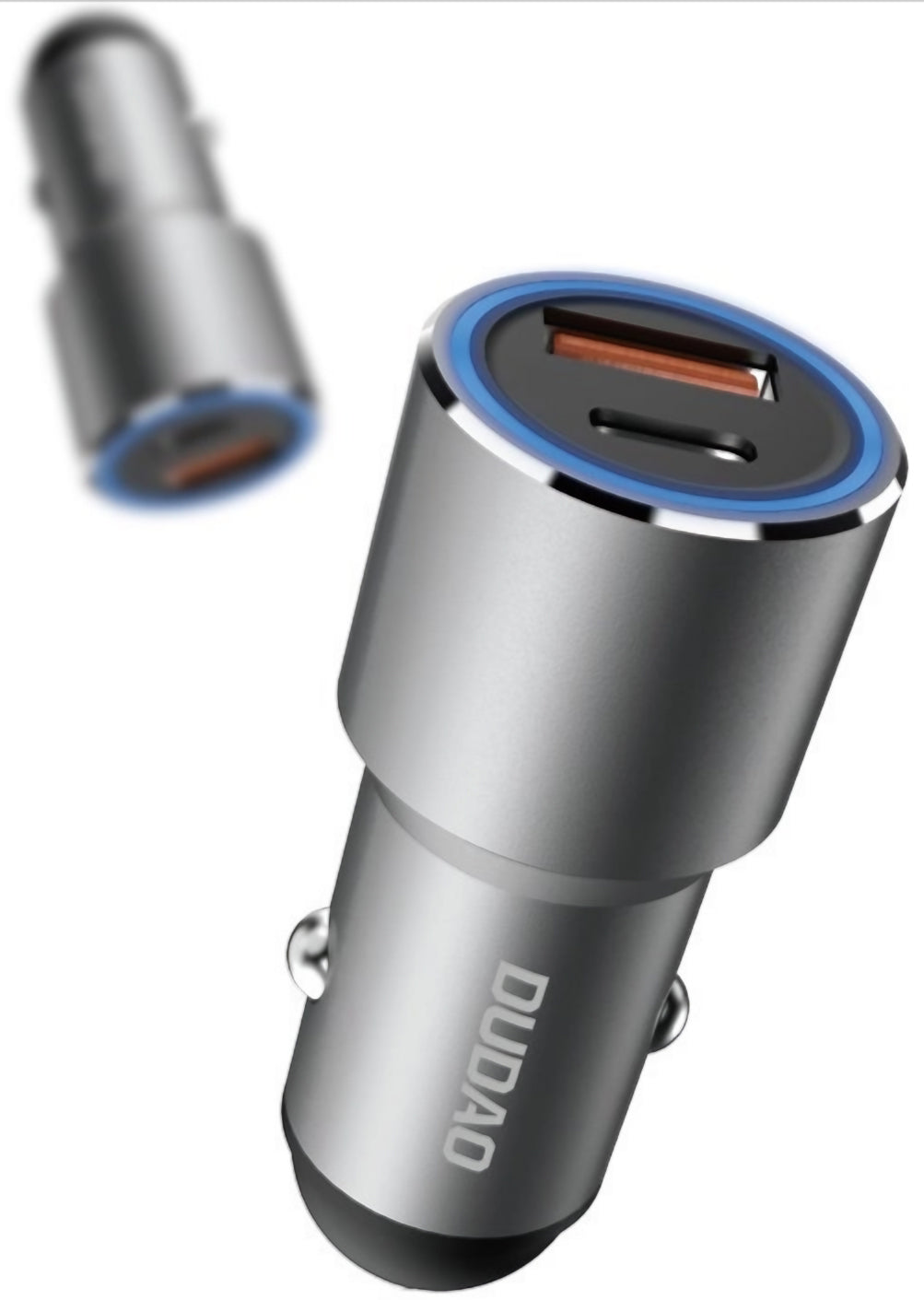 Incarcator Auto Dudao R4PQ NM, 22.5W, 3A, 1 x USB-A - 1 x USB-C, Gri
