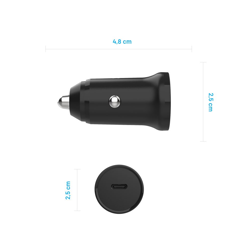 Incarcator Auto Fixed, 30W, 3A, 1 x USB-C, Negru