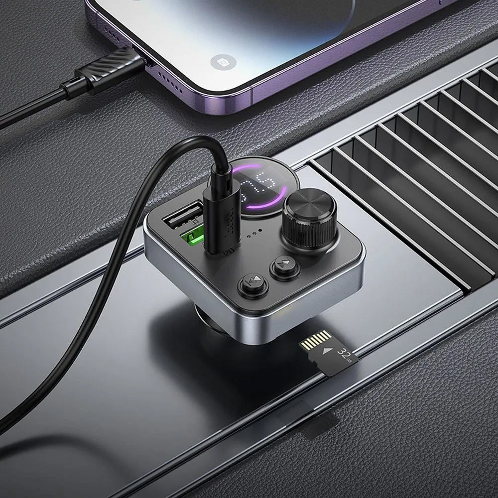Modulator FM Bluetooth HOCO E86, 2 x USB-A - 1 x USB-C - 1 x microSD