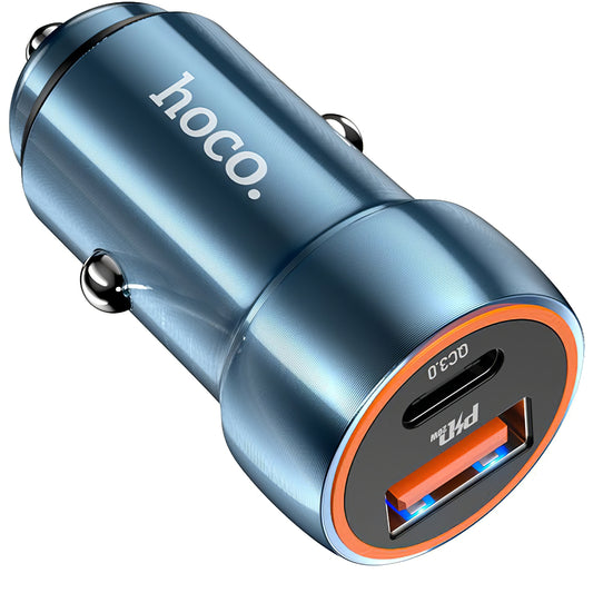 Incarcator Auto HOCO Z46A, 20W, 3A, 1 x USB-A - 1 x USB-C, Albastru