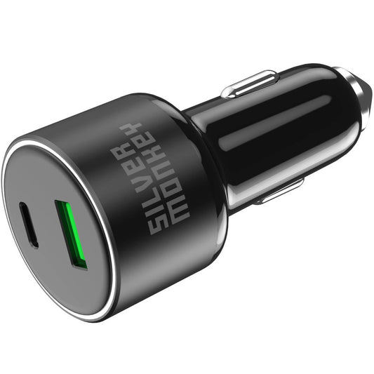 Incarcator Auto Silver Monkey SMA014, 100W, 3A, 1 x USB-A - 1 x USB-C, Negru