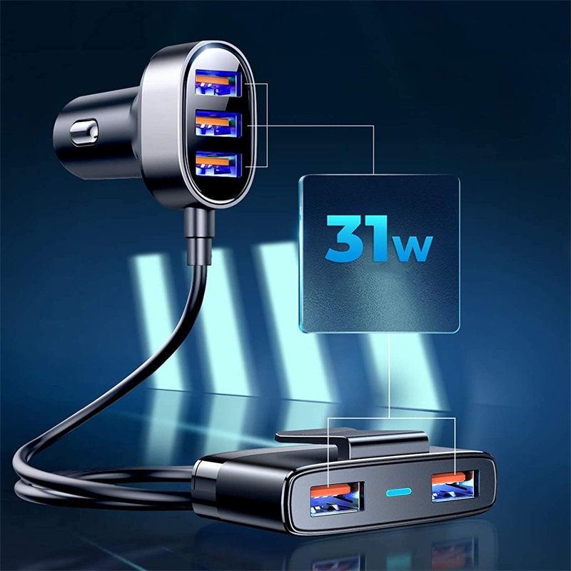 Joyroom JR-CL03 KFZ-Ladegerät 31W | 5x USB-A | Schwarz | 1.5m Kabel