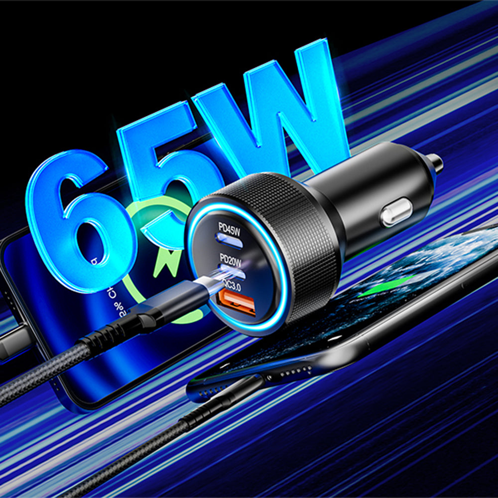 Incarcator Auto Techsuit C6 DriveBoost, 60W, 3A, 1 x USB-A - 2 x USB-C, Argintiu