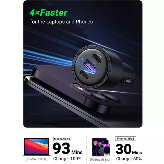 Incarcator Auto UGREEN CD239, 69W, 3.25A, 1 x USB-A - 2 x USB-C, Negru