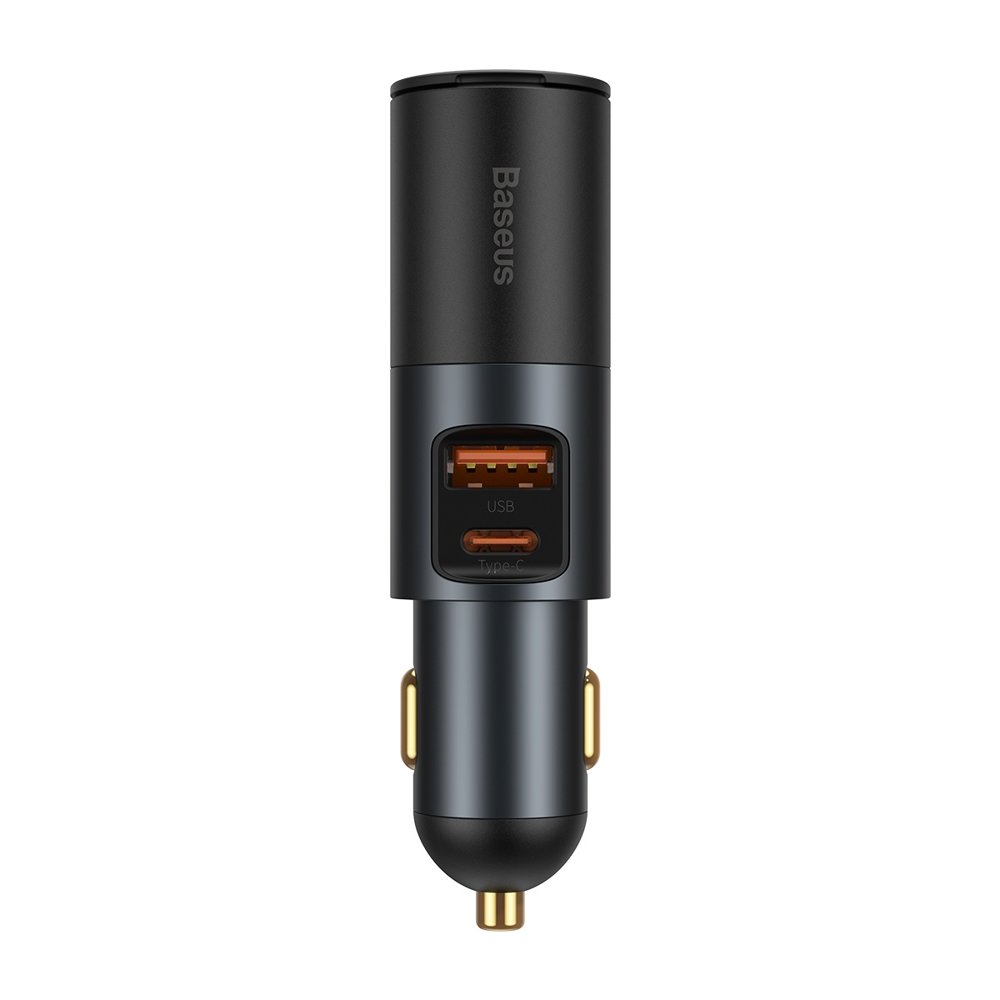 Incarcator Auto Baseus Share Together, 120W, 3A, 1 x USB-A - 1 x USB-C - 1 x Extensie Bricheta, Gri CCBT-C0G