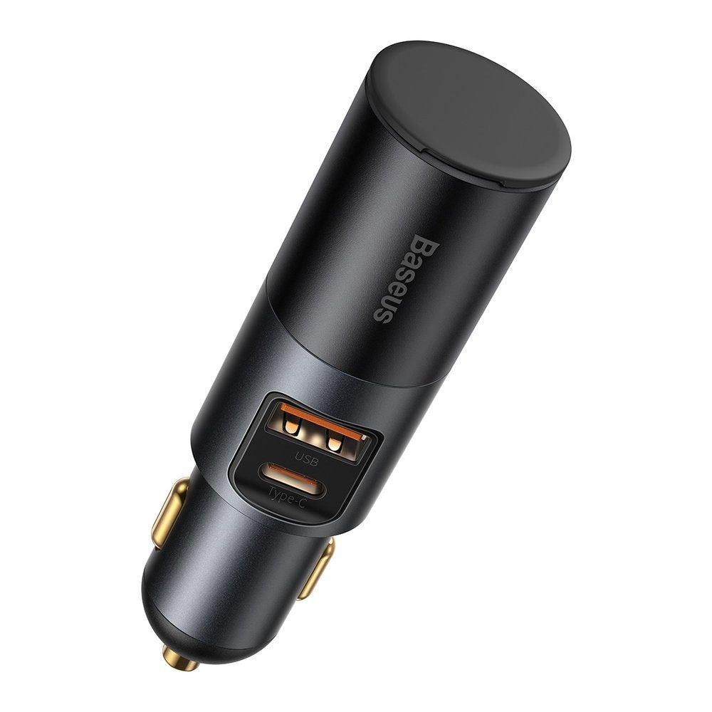 Incarcator Auto Baseus Share Together, 120W, 3A, 1 x USB-A - 1 x USB-C - 1 x Extensie Bricheta, Gri CCBT-C0G