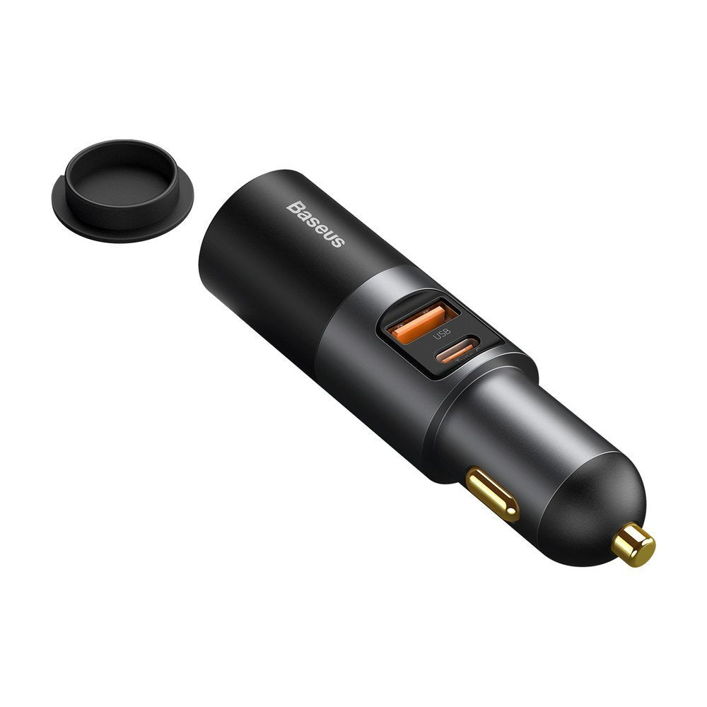 Incarcator Auto Baseus Share Together, 120W, 3A, 1 x USB-A - 1 x USB-C - 1 x Extensie Bricheta, Gri CCBT-C0G