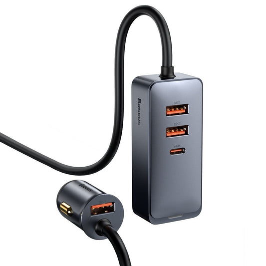 Incarcator Auto Baseus Share Together, 120W, 3A, 3 x USB-A - 1 x USB-C, Gri CCBT-B0G