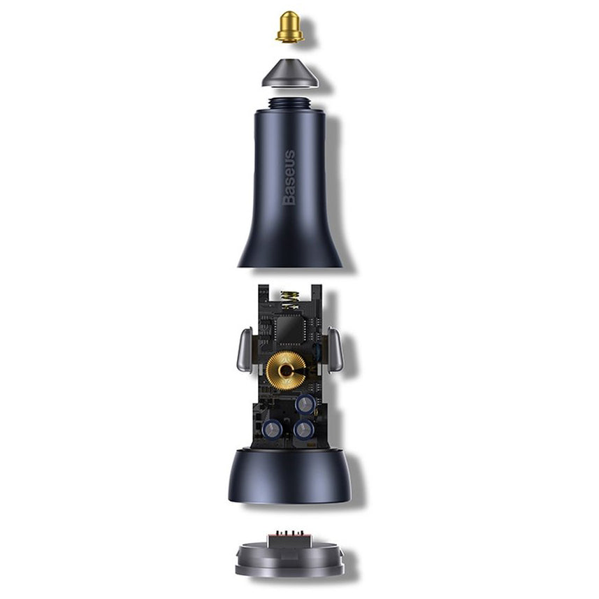 Incarcator Auto Baseus Golden Contactor Pro, 65W, 3A, 1 x USB-A - 2 x USB-C, Gri CGJP010013