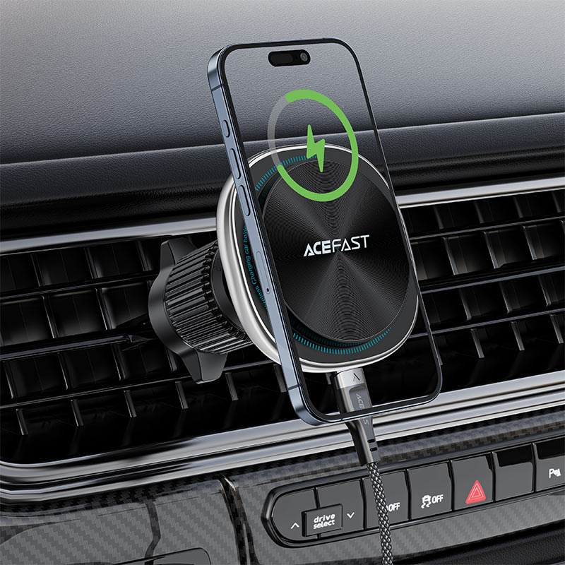 Incarcator Auto Wireless Acefast D41, 15W, 1.67A, Argintiu